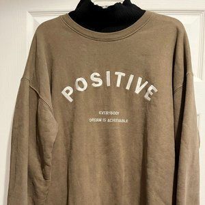 Yeou-Ne "Positive" Sweater, Unisex Adult L/XL Korea, Long Sleeve Preowned Clean